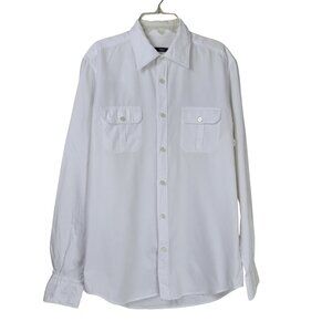 Z Zegna Men's White Button Down Shirt Small Long Sleeve Dress Work Classic